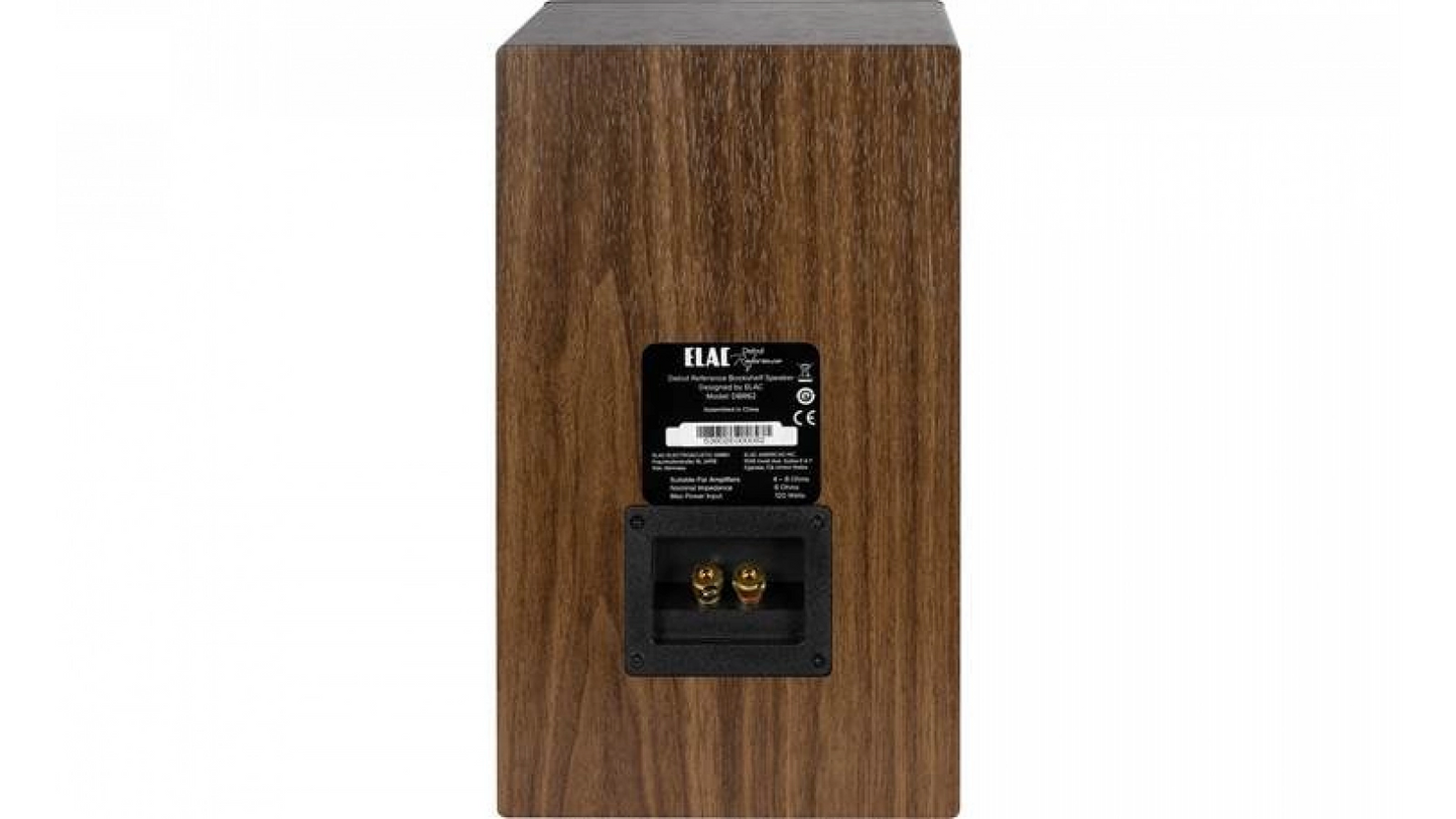 ELAC Debut Reference - 6-1/2" Bookshelf Speakers - Black Baffle, Walnut Cabinet