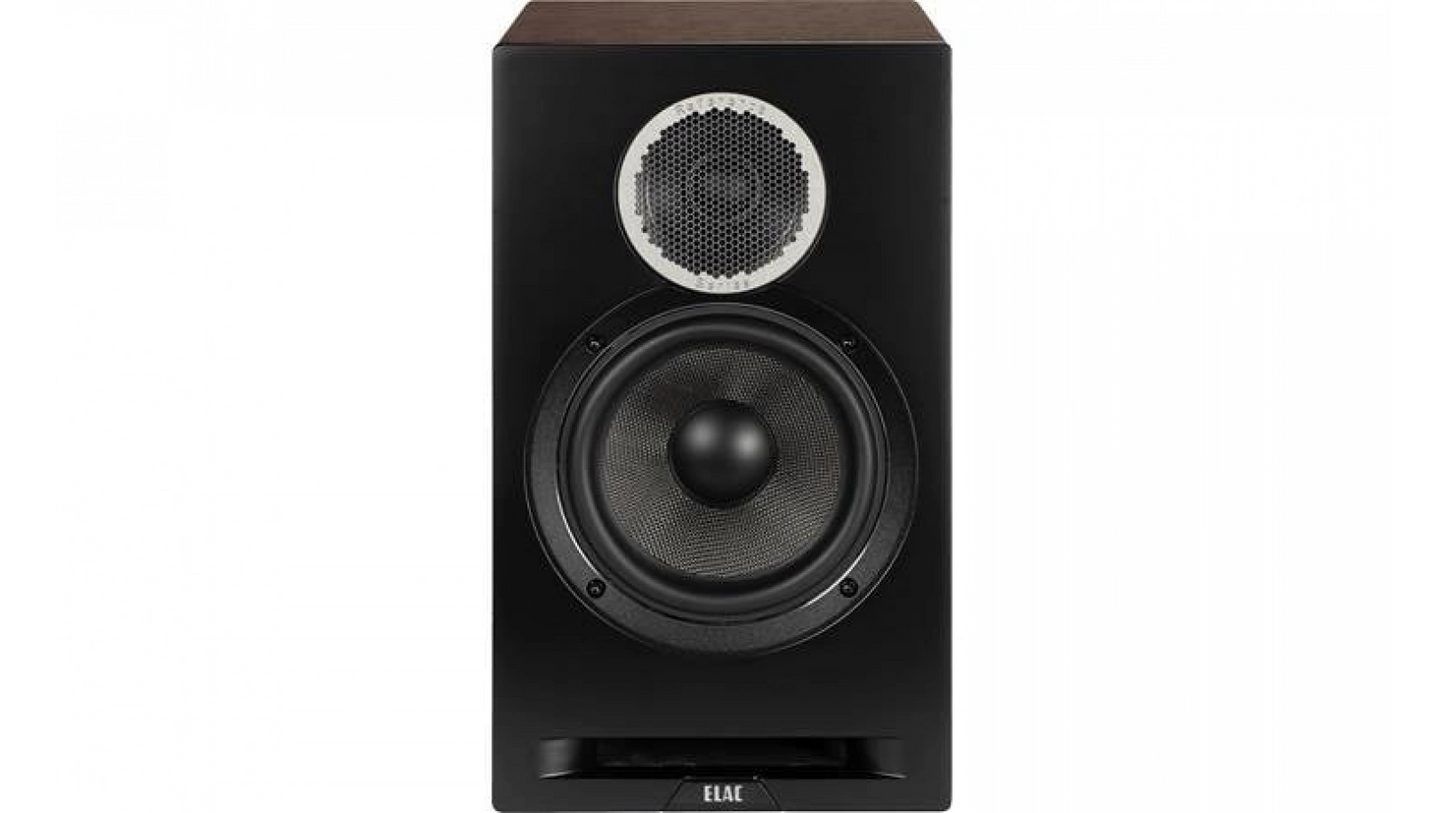 ELAC Debut Reference - 6-1/2" Bookshelf Speakers - Black Baffle, Walnut Cabinet